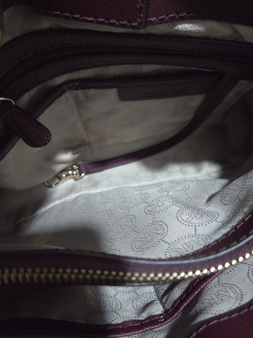 Michael Kors Cynthia Small Saffiano Leather Satchel Burgundy - Picture 7 of 10